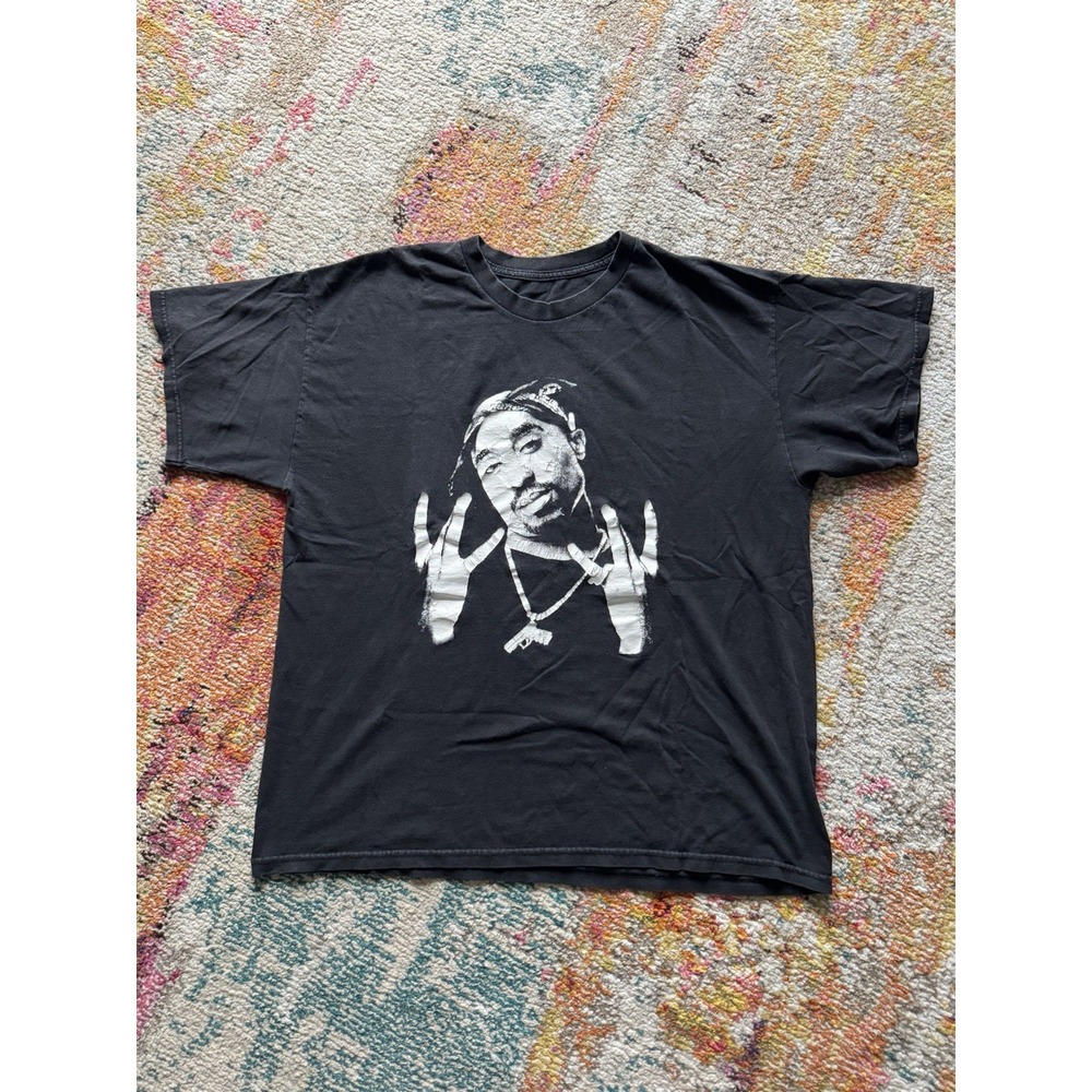 Y2K 2000s  Tupac Shakur 2Pac Tee Black  Shirt 2XL‎